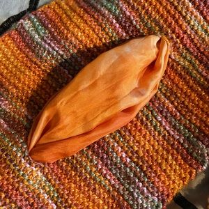 Gorgeous hand knit merino wool scarf with hand-dyed pure silk “scarf-in-scarf”.